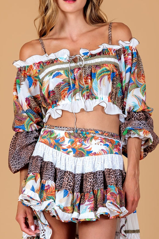 Top Drapeado Manga Larga Hawaii