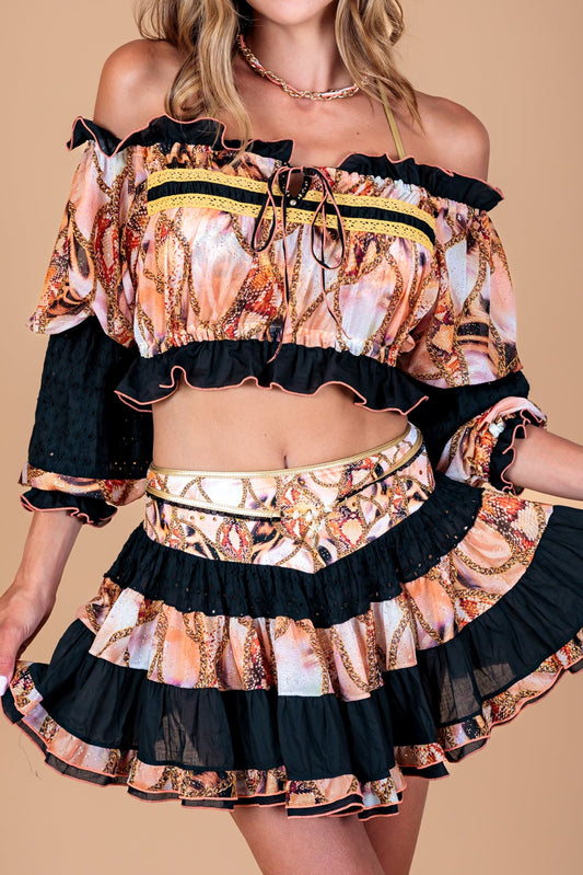 Top Drapeado Manga Larga Tigre